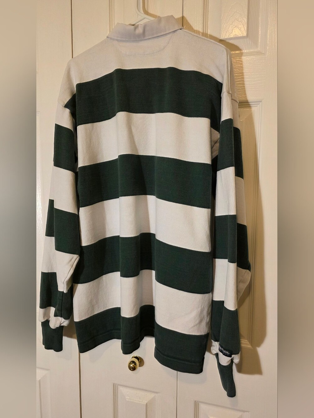 Unisex Barbarian Rugby Wear Classic Green and White Rugby Stripe Polo Oversized - Picture 8 of 12